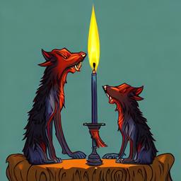 Werewolves {variant} {background}, one candle, high res, very high details, realistic, 8k, scenic, flat colors, blended, zoomed out