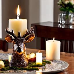 in the shape of Deer Birthday candle Dining table centerpiece, 8k, high res