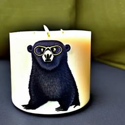candle in the shape of Spectacled bear Roaring