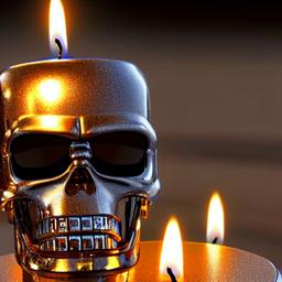 T-800 endoskeleton {variant} {background}, one candle, high res, very high details, realistic, 8k, scenic, flat colors, blended, zoomed out