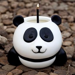 in the shape of Panda Floating candle Outdoor patio or garden setting, 8k, high res