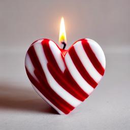 candle in the shape of Blurred heart, Red and white stripes