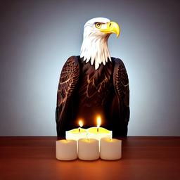 Bald Eagle as a - Pillar candles with carved designs, detailed product photo, 4 k, realistic, acton figure, studio lighting, professional photo