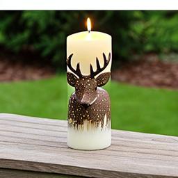 in the shape of Deer Birthday candle Outdoor patio or garden setting, 8k, high res