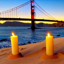 golden gate bridge Animal shaped candles with desert in the distance