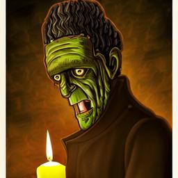 Frankenstein {variant} {background}, one candle, high res, very high details, realistic, 8k, scenic, flat colors, blended, zoomed out