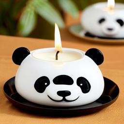 in the shape of Panda Beeswax candle Dining table centerpiece, 8k, high res