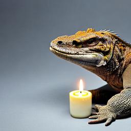 - Komodo dragon as a candle holder, detailed product photo, 4 k, realistic, acton figure, studio lighting, professional photo