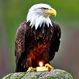 Bald eagle as a Scented candles, high definition,highly detailed,clear,photorealistic,realistic,candid photo,ordinary,present,daytime,flat colors,cloudy,nature