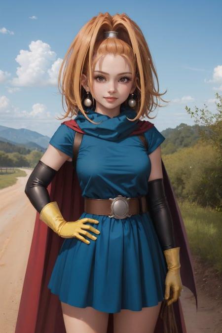 dq6barbara high ponytail dress cape yellow gloves belt jewelry earrings